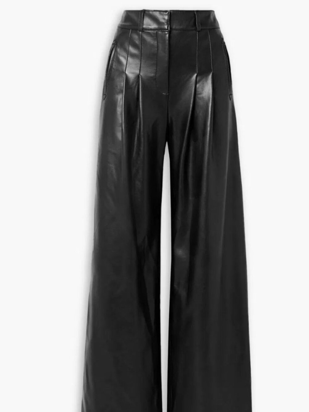 Veronica Beard Rennert Pleated Faux Leather Wide-Leg Pants Black Size 0